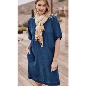 J Jill Indigo Blue Tencel Shift Dress